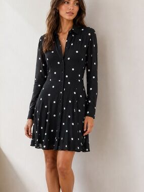 & Other Stories Polka Dot Button Down Shirt Dress Size 4